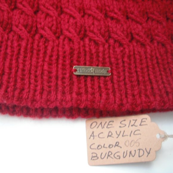 Hand Knitted Hat Toque One Size Acrylic Burgundy - 005 Hand knit by me - Picture 8 of 10